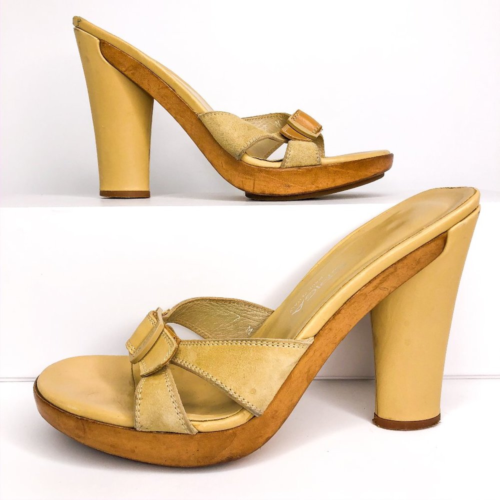 Via Spiga Size 7 Peep Toe Chunky Heel Pumps